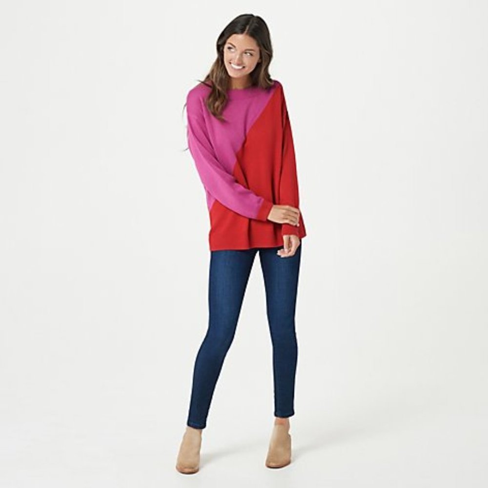 Laurie Felt Viscose Two-Tone Color Block Sweater - image 2